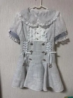 LIZLISA リズリサ ストロベリー刺繍セーラーリブブラウス サックス 