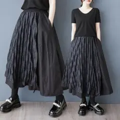 大人気 ロングスカート Aライン フリー 着痩せ 切り替え ゆったり系 オシャレ