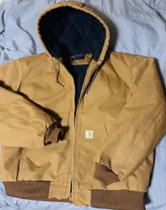 美品Carhartt フード付きブラウンアクティブジャケットダック地