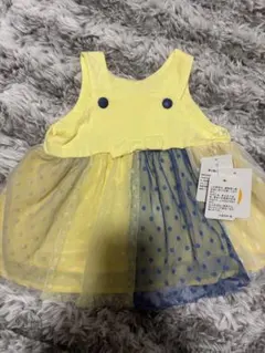 moujonjon イエロー ブルー ドット ワンピース