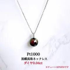 【未使用品】Pt1000 黒蝶真珠 ピーコック ネックレス(チェーンPt850)