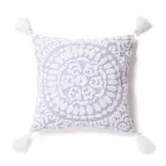 【Francfranc】ホワイト刺繍模様クッションカバー