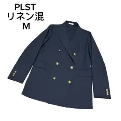 PLST テーラードジャケット 紺ブレ リネン混 ダブル 金ボタン 洗える　 Mのサムネイル