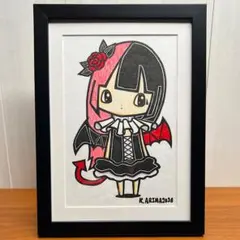 「 鏡の中の知らない私」 女の子 ゴスロリ イラスト 絵画 原画 絵 動物画