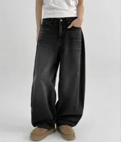 BLACK UP バルーンワイドデニムパンツ