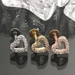 ②《P310／ゴールド1個》16G6㎜ハートラブレット♡czダイヤ軟骨ピアス