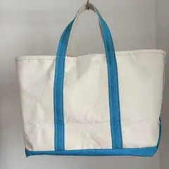 L.L.Bean ラージ キャンバストート 生成り×ブルー シミ色褪せ有