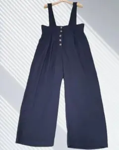 【SHEIN】ブラックのボタン付きサロペット オーバーオール　ゆったりサイズ