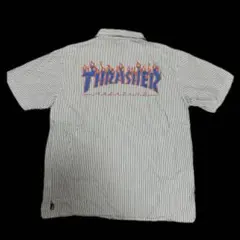 THRASHER スラッシャー 半袖シャツ ストライプ サイズLのサムネイル