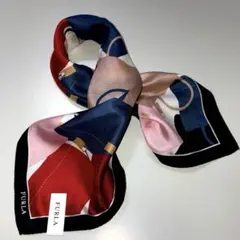FURLAスカーフ膝掛けハンカチスカーフ　多色トートバック柄　シルク混　新品
