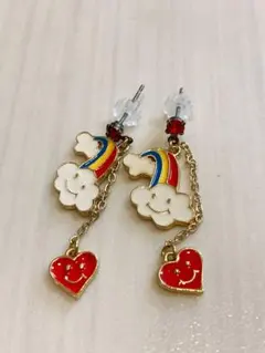 kaeさま専用！虹と雲のデザイン ピアス(両耳用) ハート