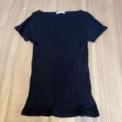 MACPHEE リブニット 半袖 カットソー ネイビー　Tシャツのサムネイル