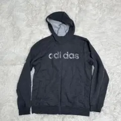 ✨ adidas アディダス　フルジップ　ラメロゴ　スウェットパーカー　グレー