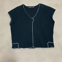 《mizuiroind》ミズイロインド　黒 Vネック 半袖トップス