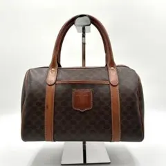 CELINE ミニボストンバッグ マカダム柄 PVC レザー トリオンフ