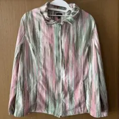 【極彩色】90s ヴィンテージ 総柄ジップジャケット 抽象柄 ピンク L 古着