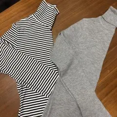 ストライプとグレーのタートルネック　2枚　セット