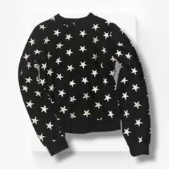★新品★スター柄 ジップアップ 長袖 トップス ブラック 星柄 カットソー MS