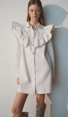 新品☆ZARA ザラ デニムワンピース ホワイト S,