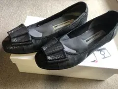 【composition9】美品　リボン付黒　フラットシューズ 23.0cm