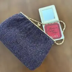 紫色ビーズのクラッチバッグ