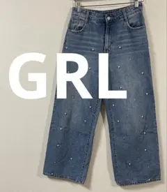グレイル　GRL フリージア パールストレートデニムパンツ　Lサイズ　美品