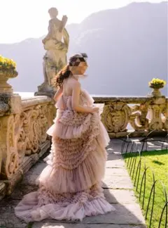 モーヴピンクくすみピンクのウェディングカラードレス