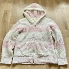 ジェラートピケ　ピンクホワイト　ボーダーモコモコパーカー　ルームウェア　サイズF