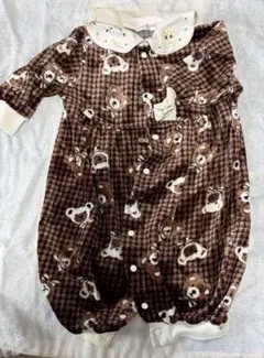 くま柄ロンパース　70センチ　 AQUSORB ベロア