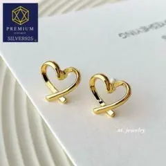 ピアス　シルバー925 ハート　ゴールド　K18コーティング　ハートピアス