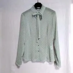 Le Fumoir ラフモア スタンドカラー ドット柄 リボン付き 長袖ブラウス