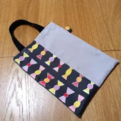 ハンドメイド　手提げバッグ　ミニ縦長トート　ペタンコ　キッピスの生地使用