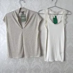 H&M タンクトップ＆Vネックボーダートップス　2点セットのサムネイル