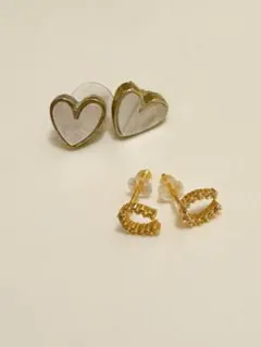 ハート シェル ピアス ホース 馬 午年 2セット まとめ売り