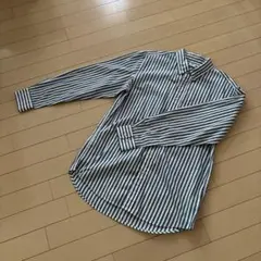 UNIQLO グリーンホワイトストライプ 長袖シャツ S