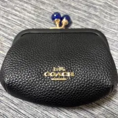 COACH 黒 レザー がま口 コインケース