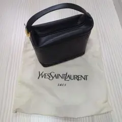 Yves Saint Laurent ダイヤカットバニティバッグ ブラックレザー
