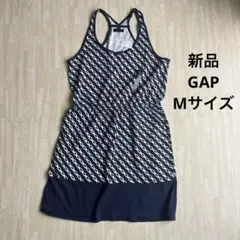 新品　GAP ホルターネック　チュニック　ワンピース　M ネイビー　柄　プリント
