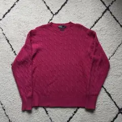 90s ポロバイラルフローレン　ケーブルニット　ピンク　ポニーなし　Lサイズ