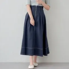 配色ステッチハイウエストスカートのサムネイル