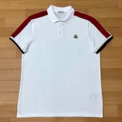 モンクレール ポロシャツ ロゴ ワッペン トリコロール 半袖 ホワイト