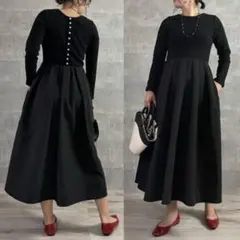 keep my closet 前後で着れる パール付きリブ切り替えワンピース