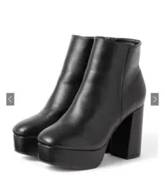 厚底ヒールショートブーツ GRL 黒 24.5cm