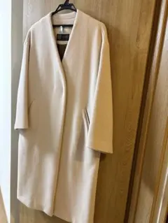 UNTITLED アンタイトル ポンテベロアノーカラーコートベージュM 新品