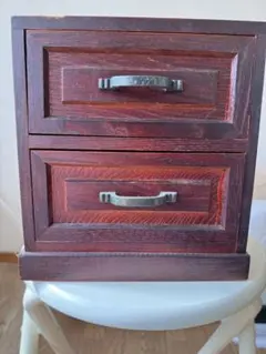 昭和レトロ 木製 2杯小引き出し（アンティーク・古道具）