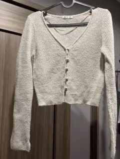 GU ライトヘアリーショートカーディガン S ベージュ