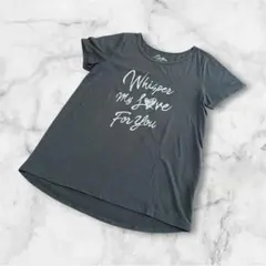 ロゴプリント 半袖Tシャツ チャコールグレー　黒　ブラック　着丈長めのサムネイル