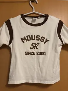 美品　MOUSSY ロゴプリント Tシャツ ピチT アイボリーのサムネイル