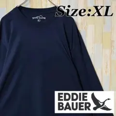 Eddie Bauer クルーネック 無地 Tシャツ 長袖 ブラック