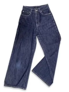 EMODA ハイウエスト　ワイドデニムパンツ　インディゴ濃紺　脚長効果有り